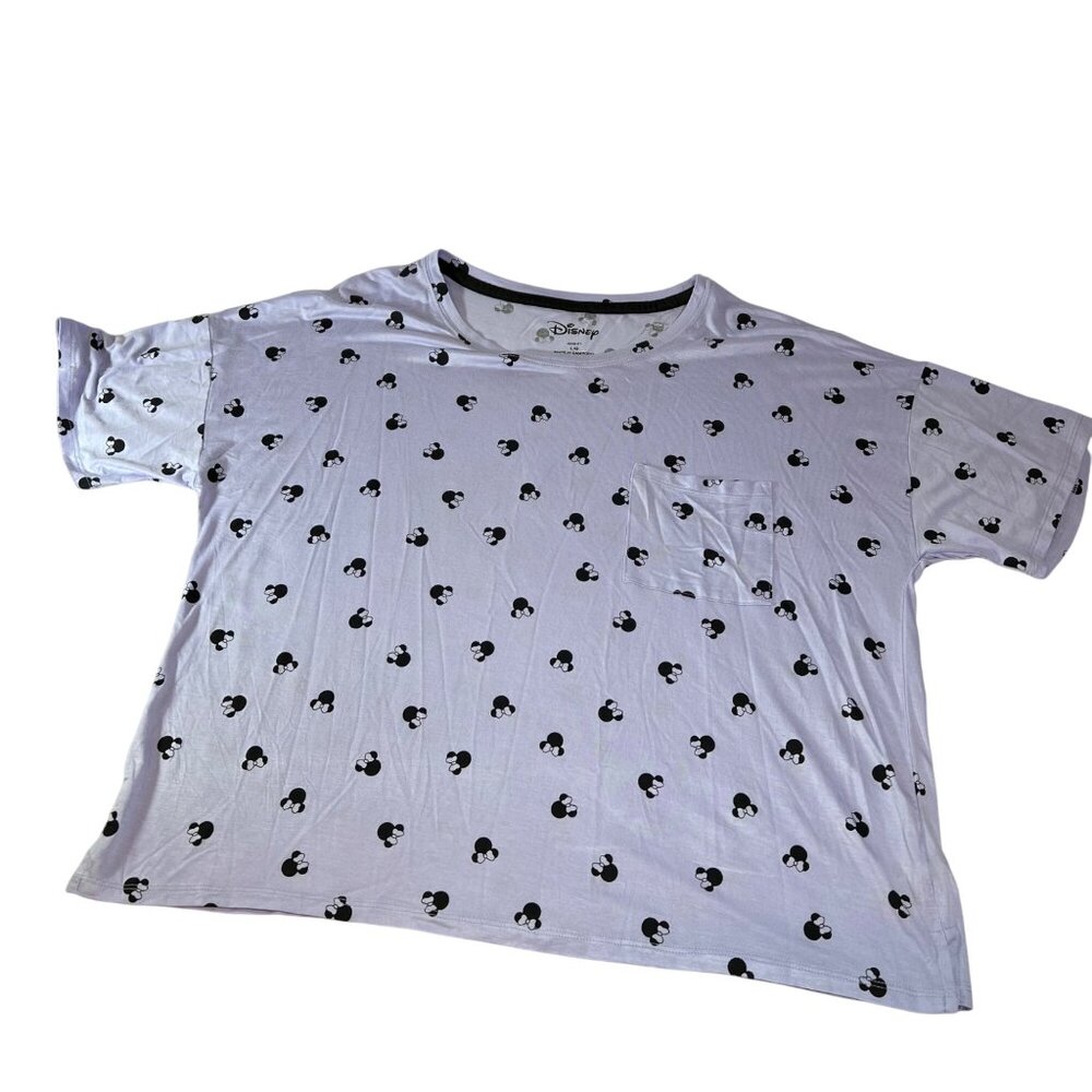 Disney Minnie Mouse all over print purple Lavender Womens T-Shirt‎ Large Casual